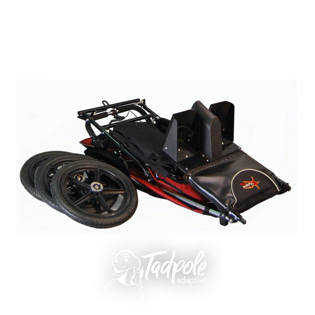 Adaptive Star Axiom Endeavour Indoor/Outdoor Mobility Jogger, folded with wheels off.