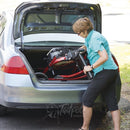 The Rifton New Pacer can be folded and easily stowed in the trunk of a car.