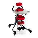 Leckey Squiggles+(plus) Stander with accessories, Tray and Push Handles in red.