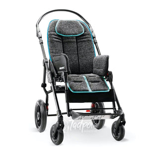 Ormesa New Bug in dark gray on 4-wheel stroller base.