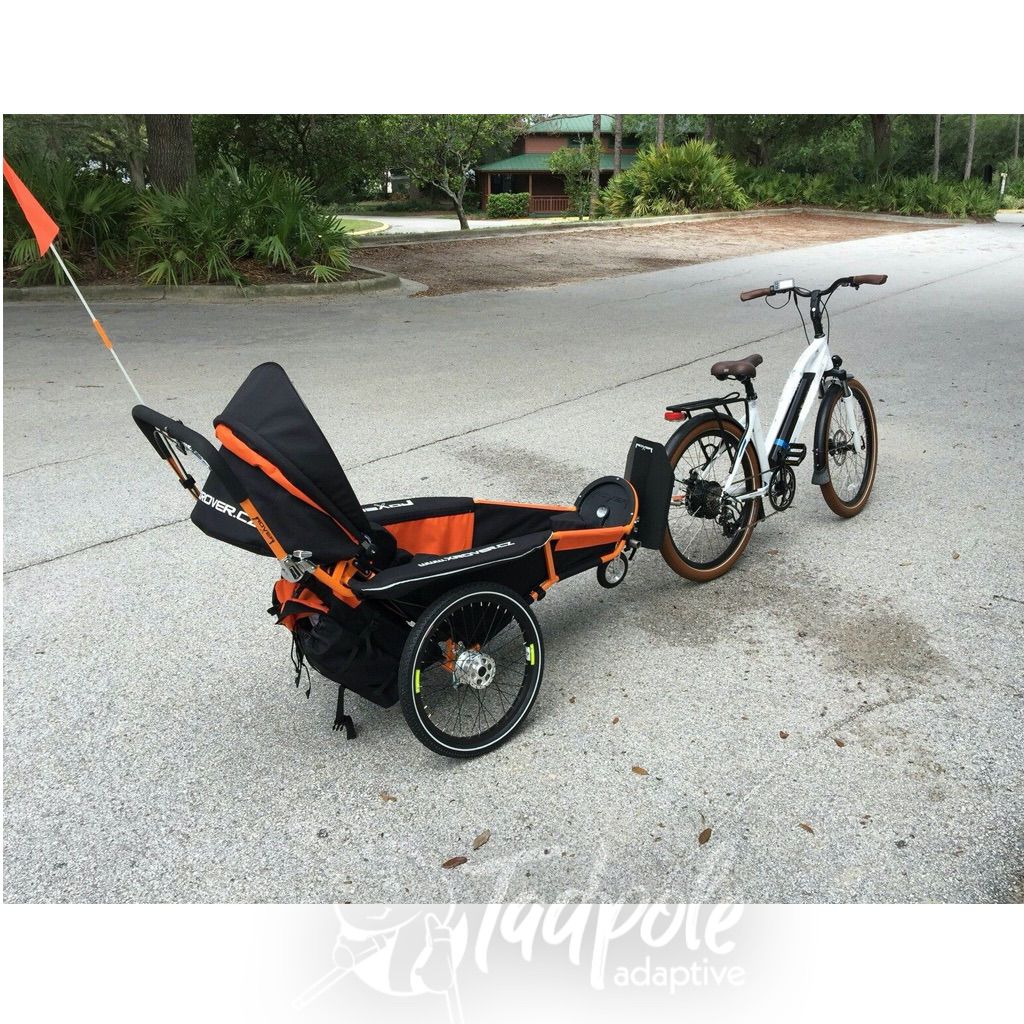 The xRover special needs stroller in bike trailer mode.